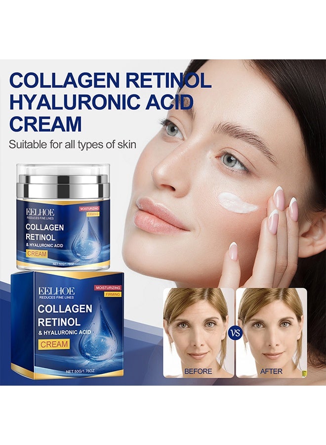 EELHOE Collagen Retinol & Hyalurnic Acid,Collagen Face Moisturizer, Natural Anti-Aging Firming Face Cream, Anti-Aging Face Moisturizer with Hyaluronic Acid, Retinol Face Cream, Slow Down Aging, Reduce Wrinkles and Fine Lines 50g - Image 2